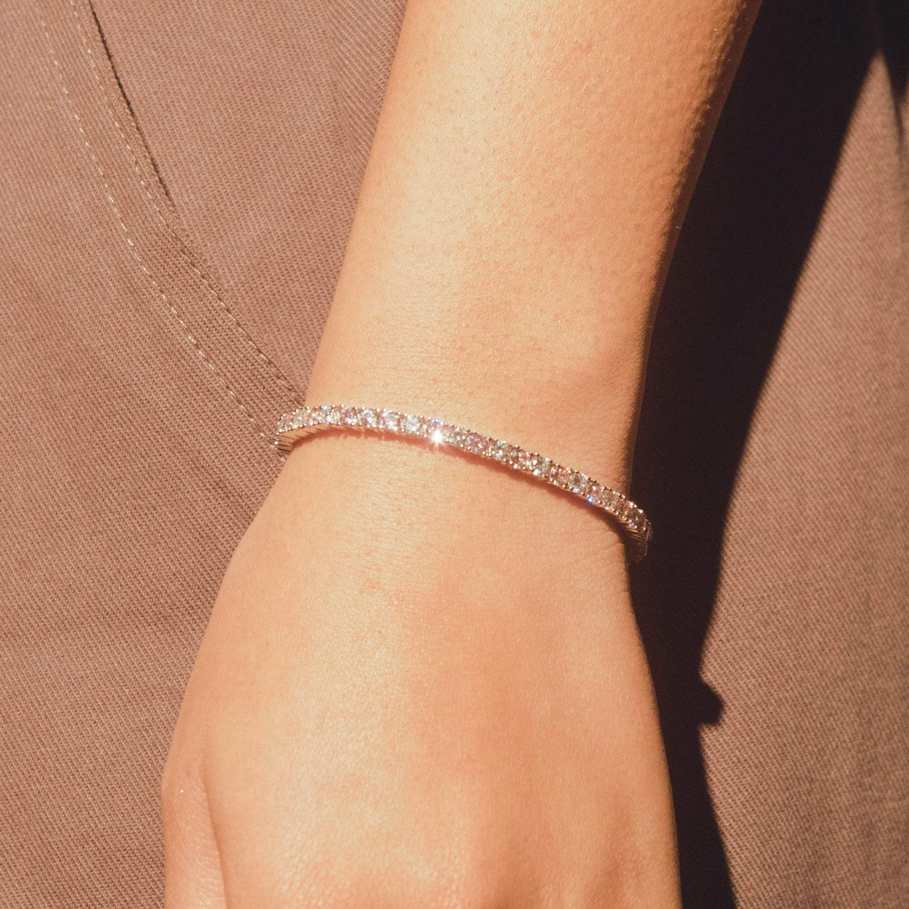 3mm Tennis Bracelet - Pink & White - Cernucci